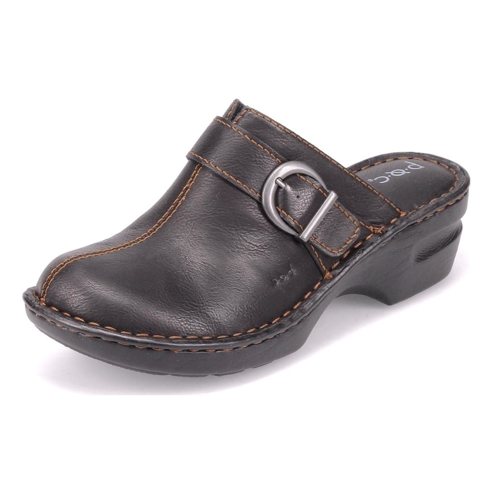 BORN Women’s Hannie Brown Leather Clog Mule Wedge Shoes Size 6